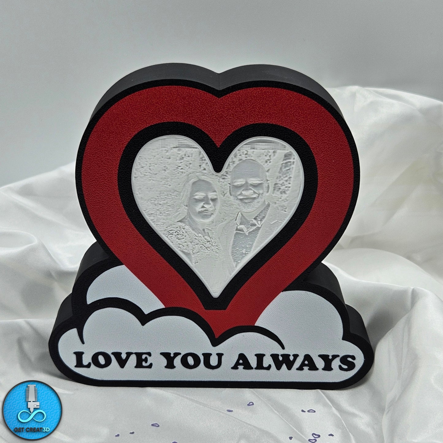 Radiant Love: Personalised Heart & Cloud Lithophane Light Box