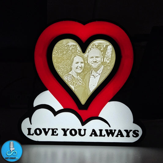 Radiant Love: Personalised Heart & Cloud Lithophane Light Box